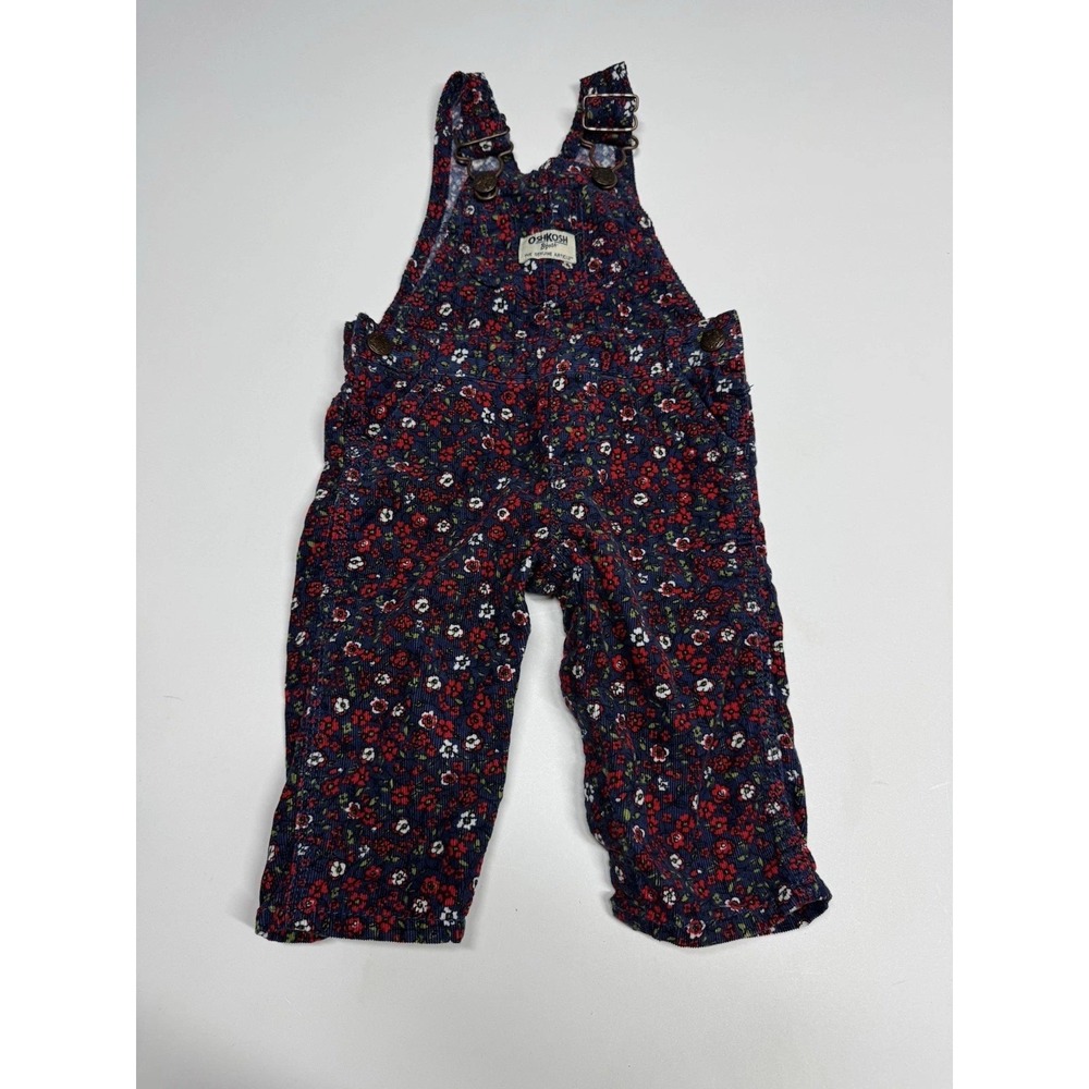 Oshkosh Corduroy  Overalls Toddler Girls Floral Vestbak‎ Overalls Sz 6 Months